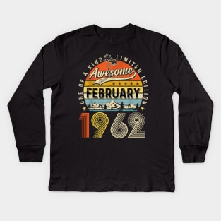 Awesome Since February 1962 Vintage 61st Birthday Kids Long Sleeve T-Shirt